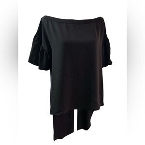 Patrizia Luca Milano Black Off-Shoulder Asymmetrical blouse Top S/M